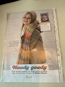 Monica Russel Easy Chunky Hoody Goody Child Cable Scarf Knitting Pattern - Picture 1 of 3