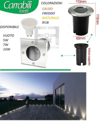 FARETTO INCASSO LED DA ESTERNO SEGNAPASSO CALPESTABILE 3 LED 3w IP65 220V - Immagine 1 di 4