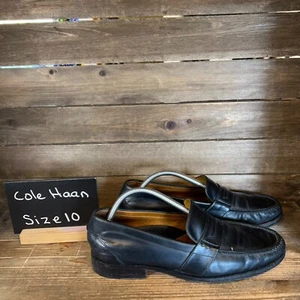 Mens Cole Haan Black Dress Comfort Leather Shoes Slip On Penny Loafers Size 10 M - Picture 1 of 6