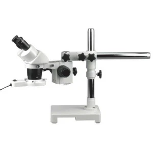 AmScope 10X-20X-30X-60X Stereo Microscope on Single-Arm Boom with Ring Light - Picture 1 of 8
