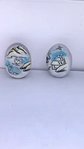 2 SOLID QUARTZ HAND CARVED AND Hand PAINTED MARBLE EGGs - Picture 1 of 15