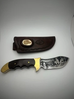 Cuchillo fijo Boston Tea Party grabado Shaw-Leibowitz 1773 Shaw-Leibowitz rígido de los años 70 raro Foto 1 de 4