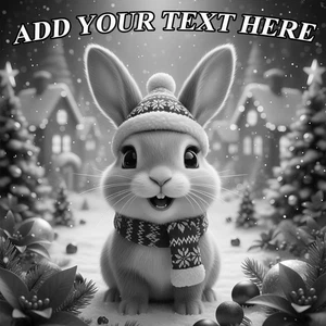 Christmas Laser Engraved Rabbit Wood Plaque 10x10 Personalized Gift - Picture 1 of 11