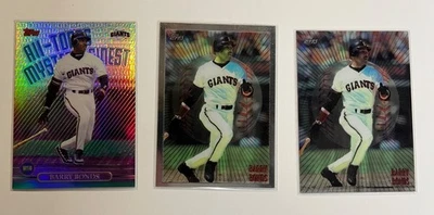1999 BARRY BONDS Topps Mystery Finest REFRACTOR Card and 2 1998 Topps  Bordered - Image 1 of 2