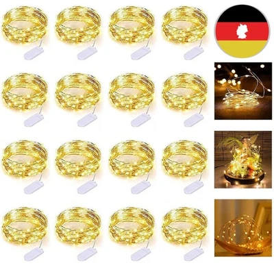 8-30X 20 LED Lichterkette Mini Drahtlichterkette mit Knopfbatterie Party Deko 2M - Bild 1 von 4