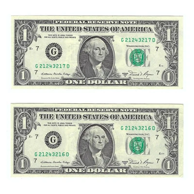 1981-A $1 Small Size Federal Reserve Note Sequential Set w/ Ink Smear Error - Image 1 of 2