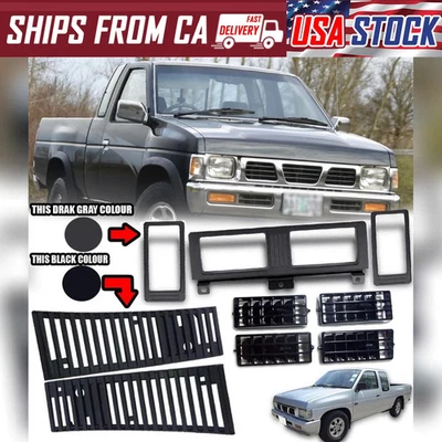 For Nissan D21 Hardbody Pickup 1987-97 Air Vent Grille Frame Hood Black Set - Image 1 of 4