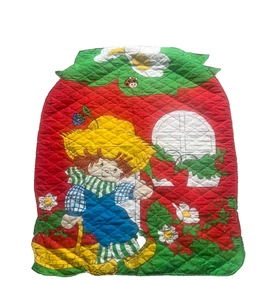 Vintage 1981 Strawberry Shortcake Quilted Fabric Sewing Craft Panel - Picture 1 of 3