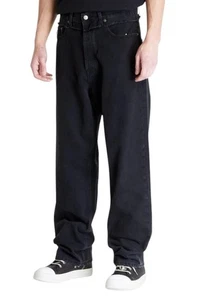 AMBUSH Waist Detail Denim Men Jeans W31 Black Distress Button Fly Logo RRP499 * - Picture 1 of 9