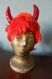Red Ombre Woman's Devil Wig By Pony Express Creations - Picture 1 of 9