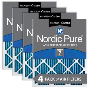 16x24x1 (15_1/2x23_1/2) Pleated Air Filters MERV 7 Plus Carbon 4 Pack - Picture 1 of 7