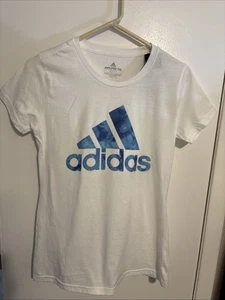 NWT Adidas White Amplifier Womens Size XS Short Sleeve Blue Logo NEW - Picture 1 of 4