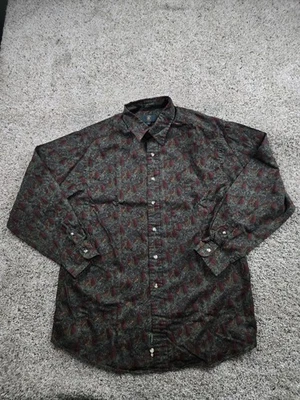 Vintage Club Room Shirt Mens XL Blue Paisley Garland Button Up Long Sleeve 90s - Image 1 of 4