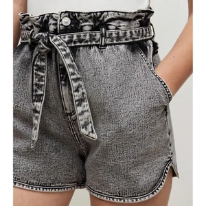 Allsaints Dale High-Rise Denim Paperbag Shorts - Picture 1 of 7