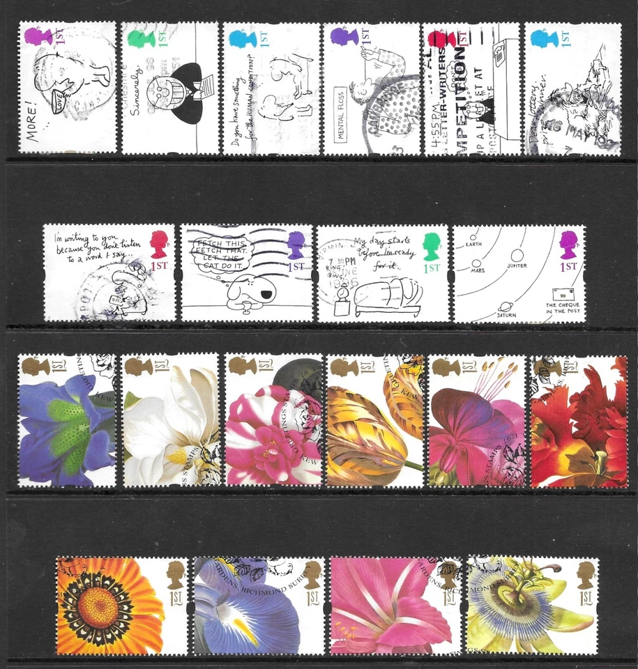 Estampillas de felicitación GB 1996, 1997 flores 30 valores x usadas Foto 1 de 1