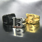 Men's 316L Stainless Steel Lucky Angel Number Numeral Size 7-13 Biker Ring