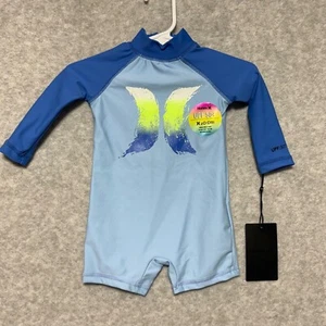 Hurley Baby Boy 3M Infant Swimsuit Rashguard one piece Psychic Blue UPF 50+ - Picture 1 of 6