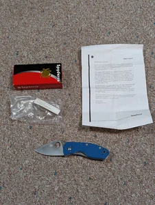 Spyderco Folding Knife Ambitious Blue, C148GPBL, Outdoor Camping Hunting NIce - Picture 1 of 12