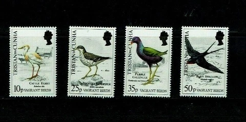 Tristan da Cunha:1989, Vagrant Birds, MNH set Cover