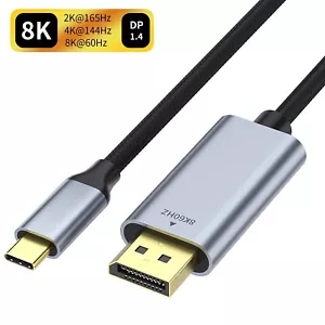 1M USB-C to DP Cable USB 3.1 8K 60Hz 4K 144Hz Type C to Displayport 1.4 Macbook - Picture 1 of 8
