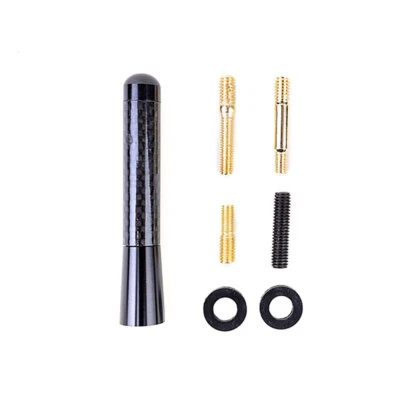 3" Car Carbon Fiber Screw Radio Short Antenna w/ screws Kit Accessories Set - Image 1 of 4