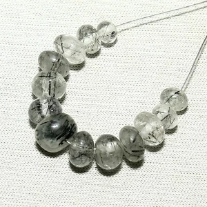 Cuentas de cuarzo rutilo natural piedras preciosas sueltas 18,30 quilates tamaño 3 mm a 7 mm 13 un. - Imagen 1 de 6