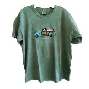 SOS Sunwashed Shirt Mens Large Graphic Tee Short Sleeve Crew Neck Cotton Green - Picture 1 of 6