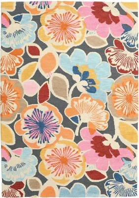Flowers Multicolor Schleife Handgetuftet 100% Wolle Weich Bereich Teppich - Bild 1 von 4