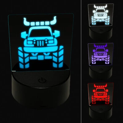 Monster Truck with Bull Horns 3D Illusion LED Night Light Sign Lamp - Image 1 of 4