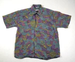 Vintage Christian Dior 100% Silk Abstract Print Shirt Short Sleeve Purple size M - Picture 1 of 4
