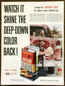 1955 Johnson's Wax Deep Gloss Carnu PRINT AD For Today's More Colorful Cars - Picture 1 of 1