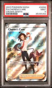 PSA 9 MINT 2023 Pokemon Sword Shield Crown Zenith GG58 Full Art Cheren's Care - Picture 1 of 2