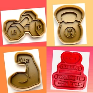 Set of 3 Gym Themed Cookie Cutter 8cm - Picture 1 of 9