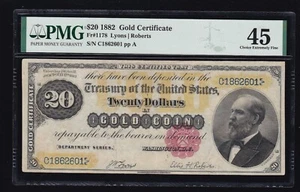 US 1882 $20 Gold Certificate FR 1178 PMG 45 Ch XF (601) - Picture 1 of 2