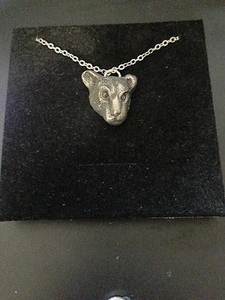 Leopard Pewter Effect Animal 3D Pendant on Platinum Necklace Handmade 18 INCH - Picture 1 of 1