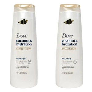Lot of 2 - Dove Damage Therapy SHAMPOO for Dry Hair COCONUT & HYDRATION, 12 oz - Picture 1 of 6