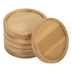 Plant Pot Saucer, 6 Pack 3 Inch OD Bamboo Round Flower Drip Tray for Indoors