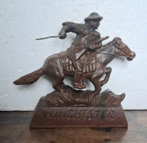 Winchester Horse Rider Cast Iron Home Collectible Heavy - Picture 1 of 3