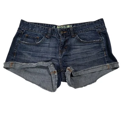 Mossimo Supply Co Fit 6 短裤 9 码牛仔中腰原始下摆破旧 — 第 1/4 张图片