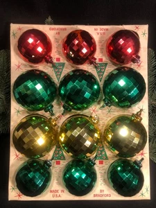 Vintage Weihnachten ~ Bradford Ornament ~ Twist & Snap reflektierend ~ 1 Dutzend ~ USA - Bild 1 von 8