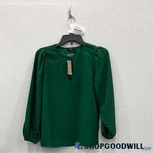 NWT J.Crew Womens Blouse Top Long Sleeve Keyhole Neck Green Size XXS - Picture 1 of 4