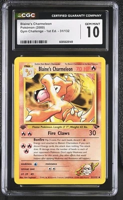 CGC 10 Blaine's Charmeleon Gym Challenge 1st Edition 31/132 Pokemon Card - Image 1 of 2
