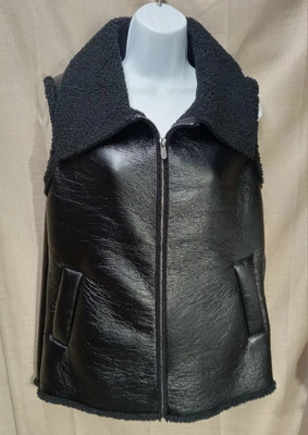 NOBO - Chaleco de imitación de cuero - Para mujer talla S/M negro con forro de piel de oveja sintética Foto 1 de 4