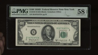 DBR 1950-D $100 FRN New York Fr. 2161-B PMG 58 PPQ Serial B16761872A - Image 1 of 2