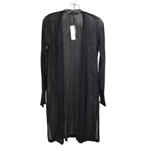 White House Black Market Cardigan Wmns Small Black Open Front Long Slv Sheer NWT - Picture 1 of 10
