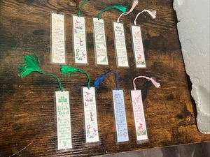 Vintage Weve A Gift Laminated Woven Bookmark Lot 9 USA Collectible - Picture 1 of 9