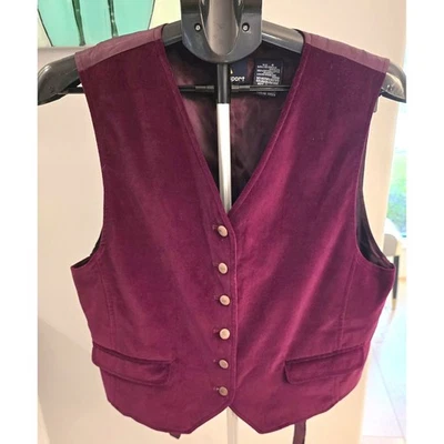 1990-е Lizsport Бургундский Бархатный Жилет Размер 8 Whimsigoth Vampire dark academia - Изображение 1 из 4