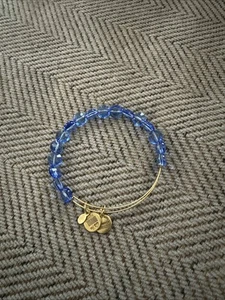 Alex And Ani Glass Crystal beads adjustable Gold Charm wire Bracelet - Picture 1 of 1