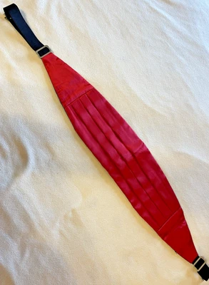 Men’s Red Satin Tuxedo Cummerbund  Adjustable 33-40" FREE Shipping - Image 1 of 4