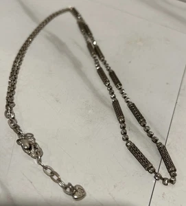Brighton Silver Design & Faux Diamonds Adjustable 34”Necklace Linen Zipper Bag - Picture 1 of 7